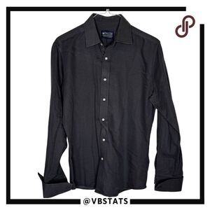 MTailor Mens Slim Fit Long Sleeve French Cuffs Button Up Dress Shirt Gray Medium